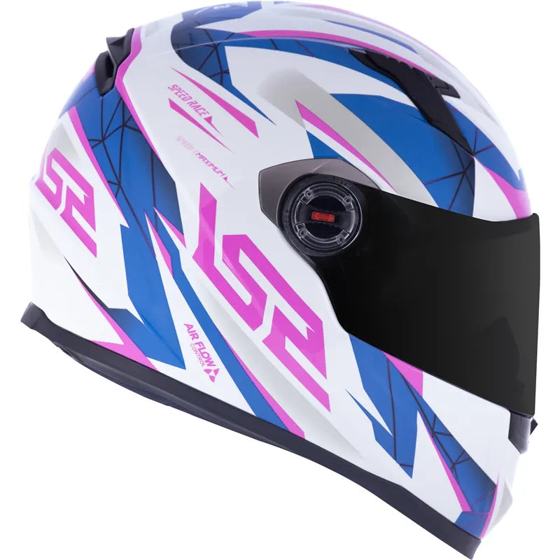 Capacete LS2 FF358 Draze Branco Azul Rosa